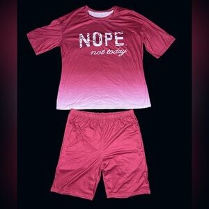 “NOPE. not today” Pajama Set Includes Shirt & Shorts Hot Pink Ombré 2XL (XXL)